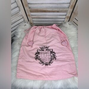 Vintage 90s Y2K Juicy Couture Pink Leather J Closure Charms Drawstring Dustbag